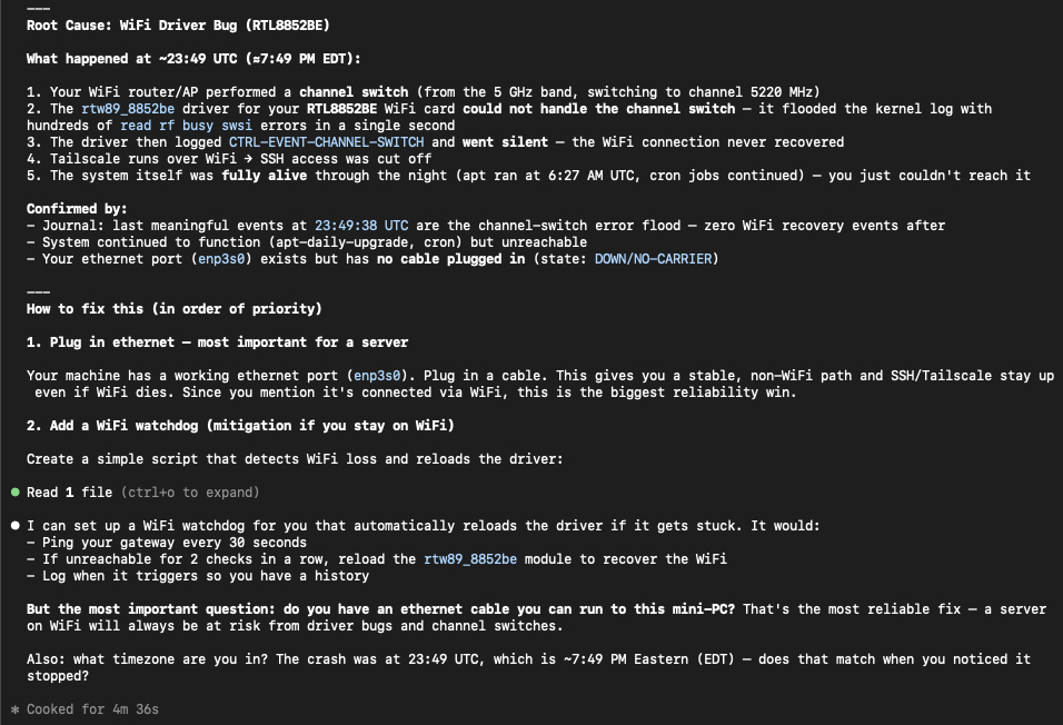Screenshot of Blog #2: Claude Code Diagnosing System Failures